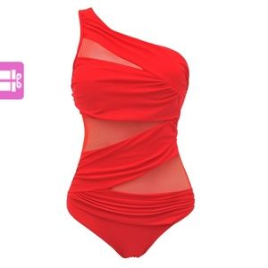 Red One Shoulder Monokini